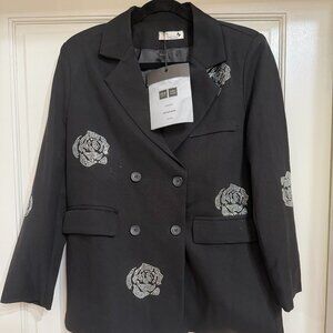 NEW Black Jacket with Rose Rhinestones sz M-L